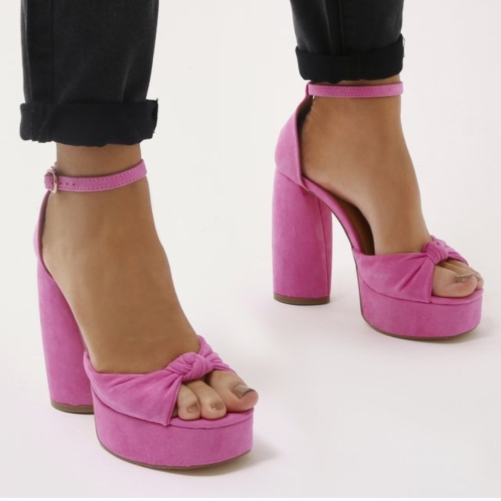 Suede Pink Platform Heels